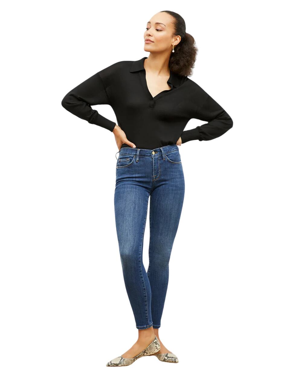 FRAME Denim Le Skinny De Jeanne in Lupine Curve Hugging Mid Rise Jeans Size 27